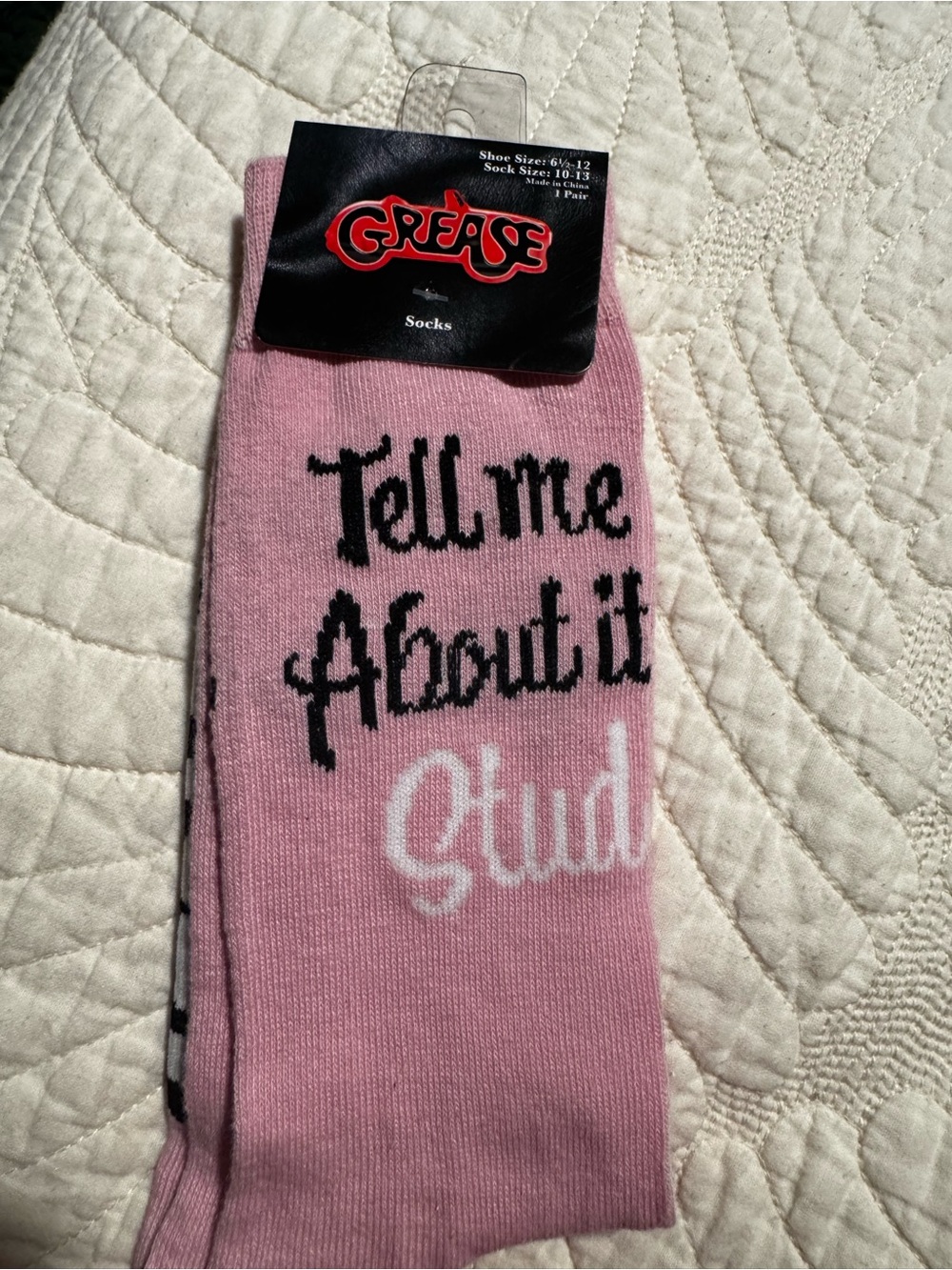 Pink 'Tell Me About It' Stud Crew Socks
